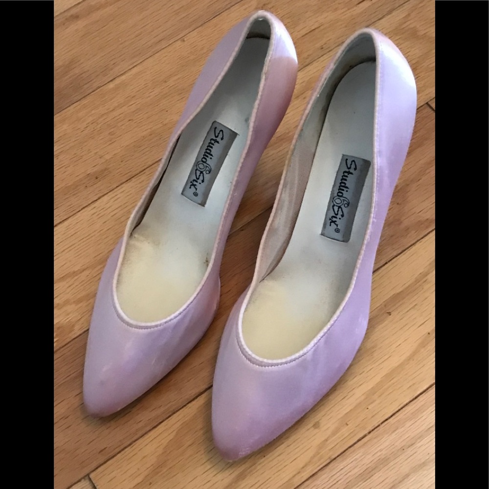 Vintage Pink satin heels
